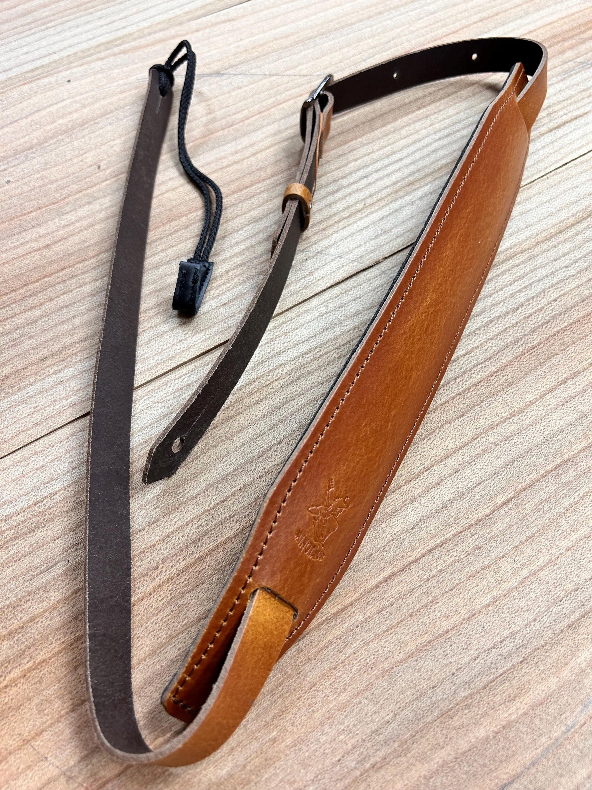 Versatile Leather Bouzouki Strap with Adjustable Hook and End-Button Attachment”