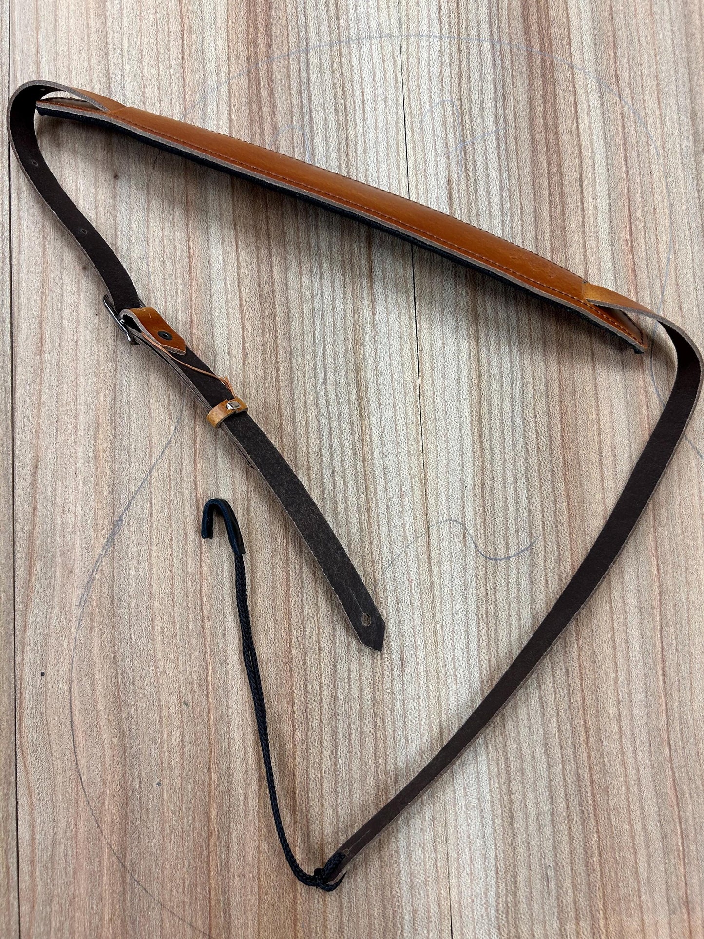 Versatile Leather Bouzouki Strap with Adjustable Hook and End-Button Attachment”