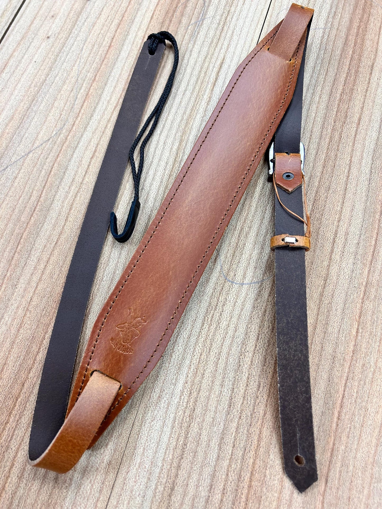 Versatile Leather Bouzouki Strap with Adjustable Hook and End-Button Attachment”