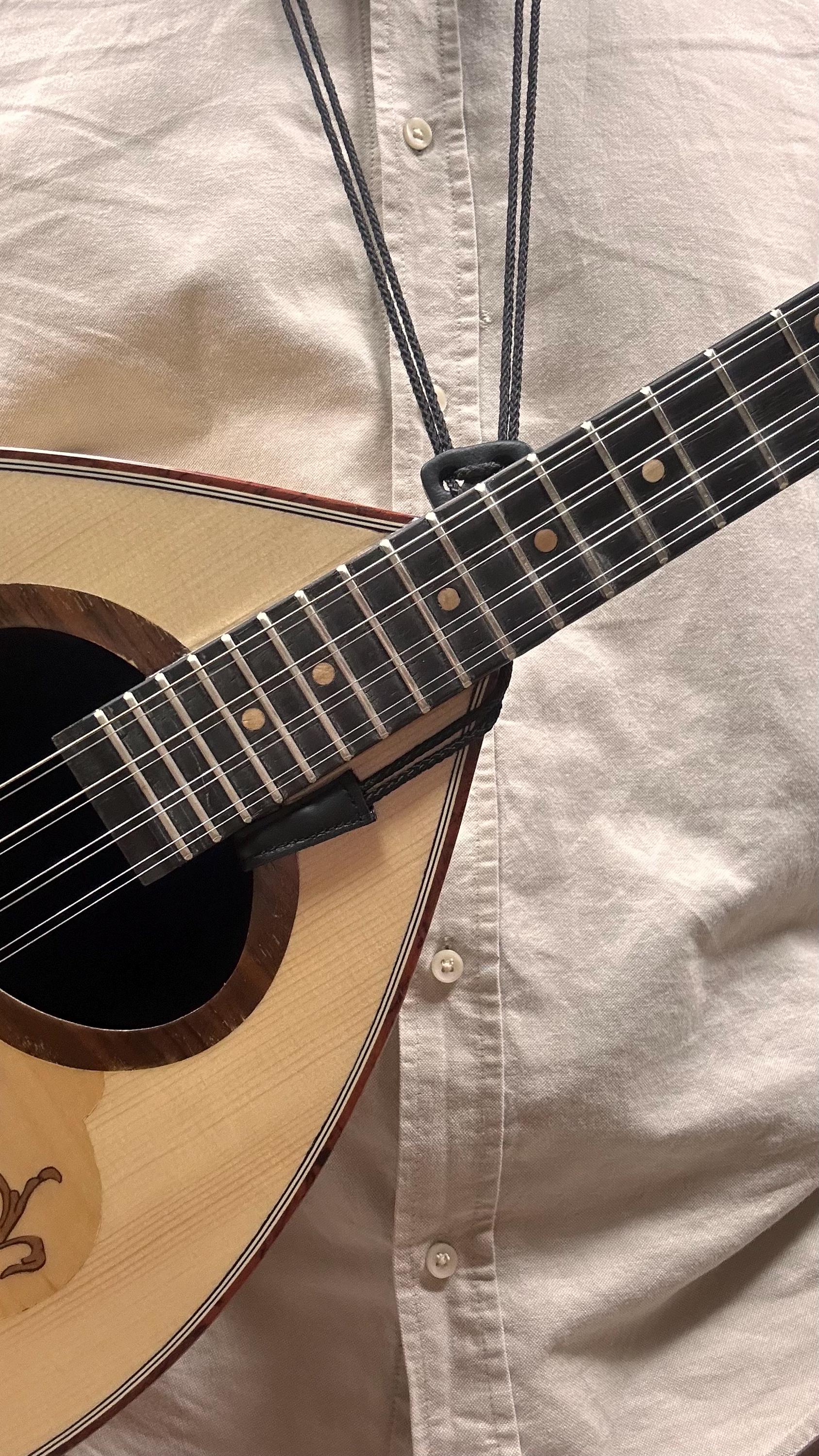 Adjustable Padded Leather Bouzouki Strap with Soundhole Hook