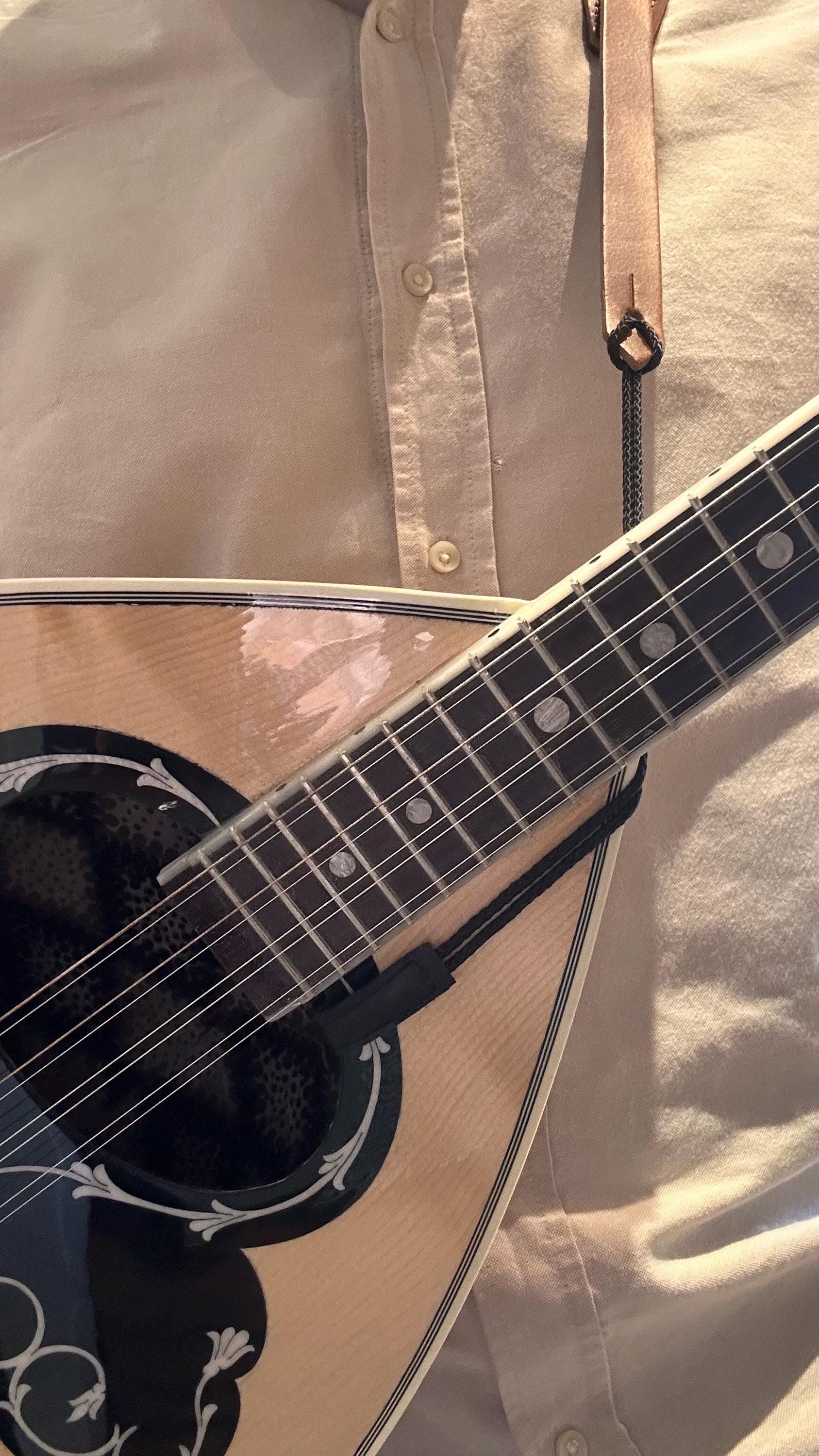 Versatile Leather Bouzouki Strap with Adjustable Hook and End-Button Attachment”