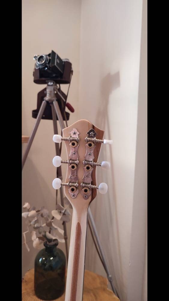Traditional Greek Rebetiko 6 String Bouzouki - Handmade with Flower Wooden Pickguard and Top Decorations