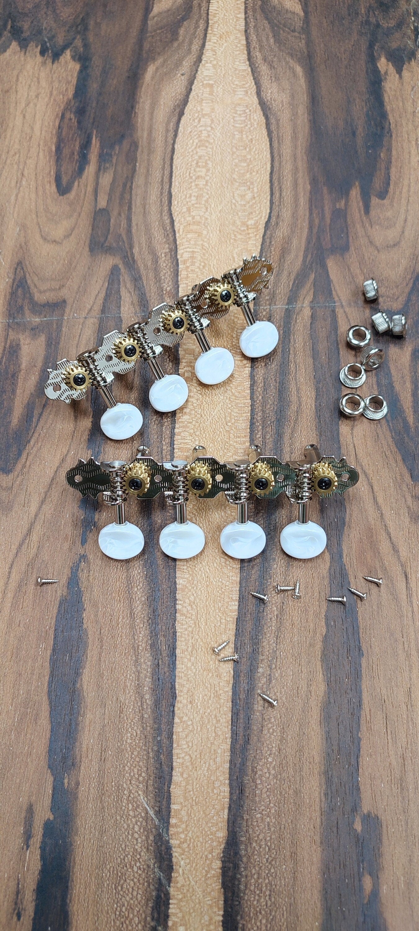 Mandolin machine heads ~ Grover style Premium 8string Mandolin tuners ~ Nickel Colour & White Pearl Button