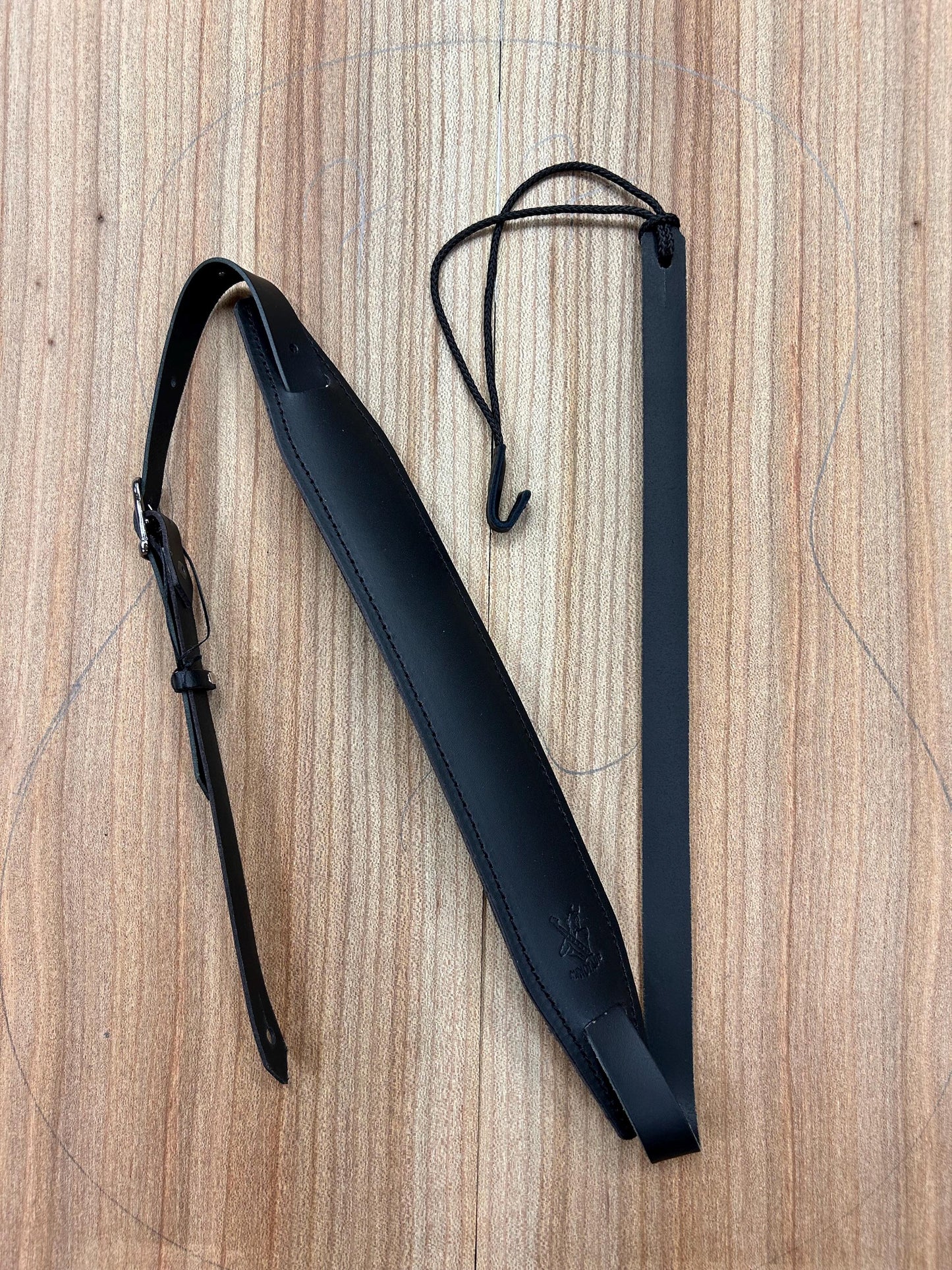 Versatile Leather Bouzouki Strap with Adjustable Hook and End-Button Attachment”