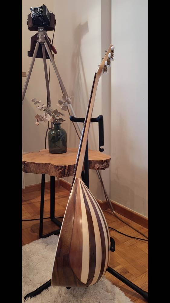 Traditional Greek Rebetiko 6 String Bouzouki - Handmade with Flower Wooden Pickguard and Top Decorations