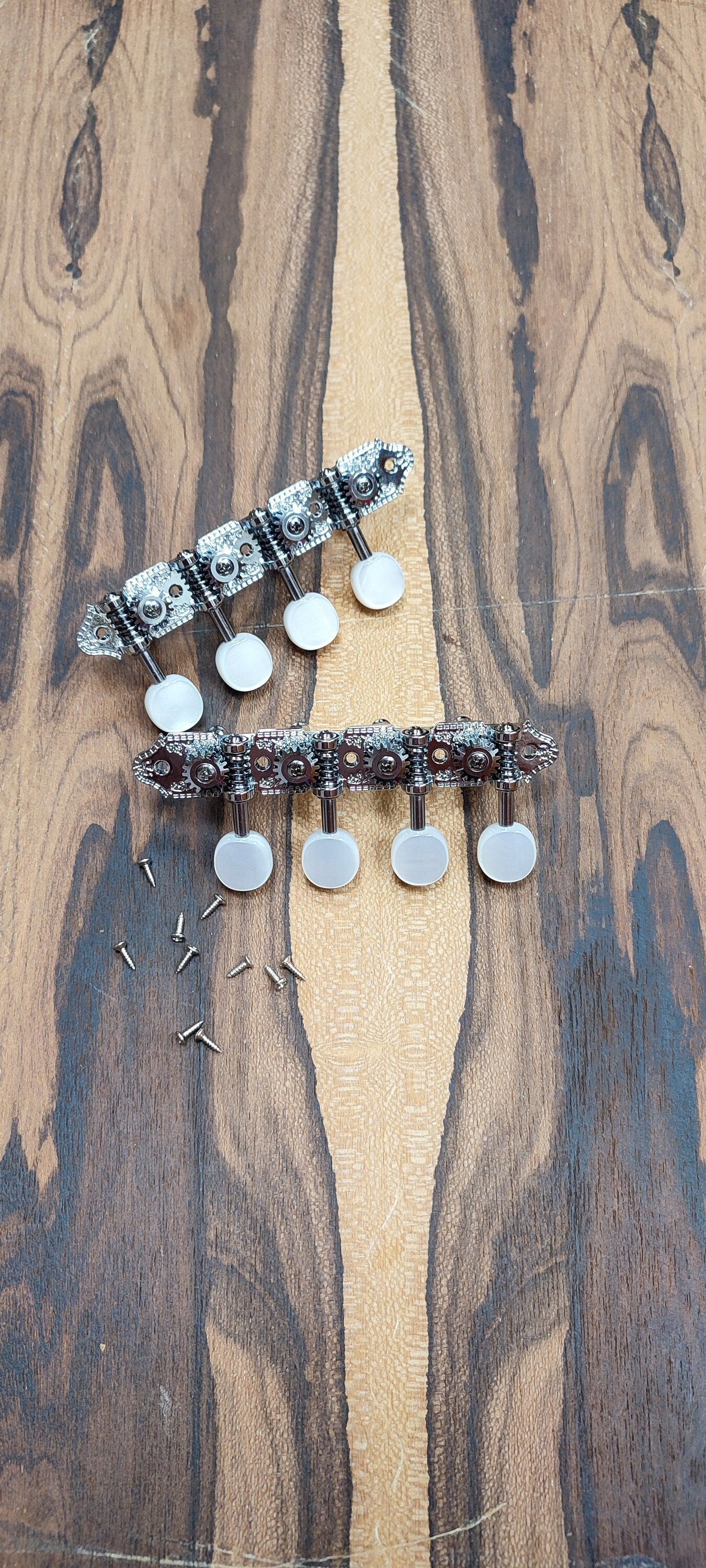 Mandolin machine heads ~ Grover style Professional 8string Mandolin tuners ~ Nickel Colour & White Pearl Button