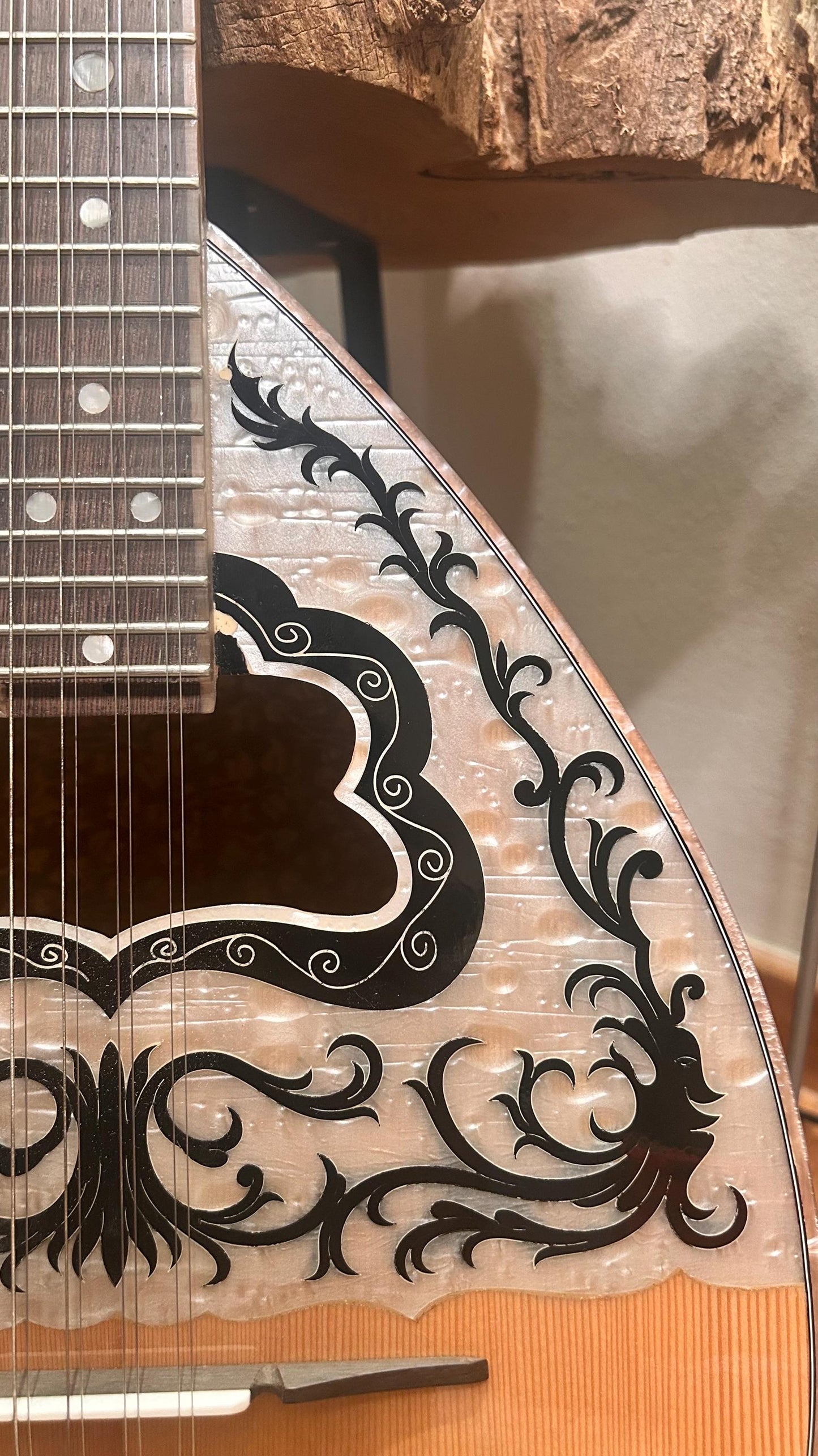 Premium Handmade 8-String Bouzouki with Double Action Truss-Rod | Greek Popular Bouzouki with Cellulose Vines Top Decorations