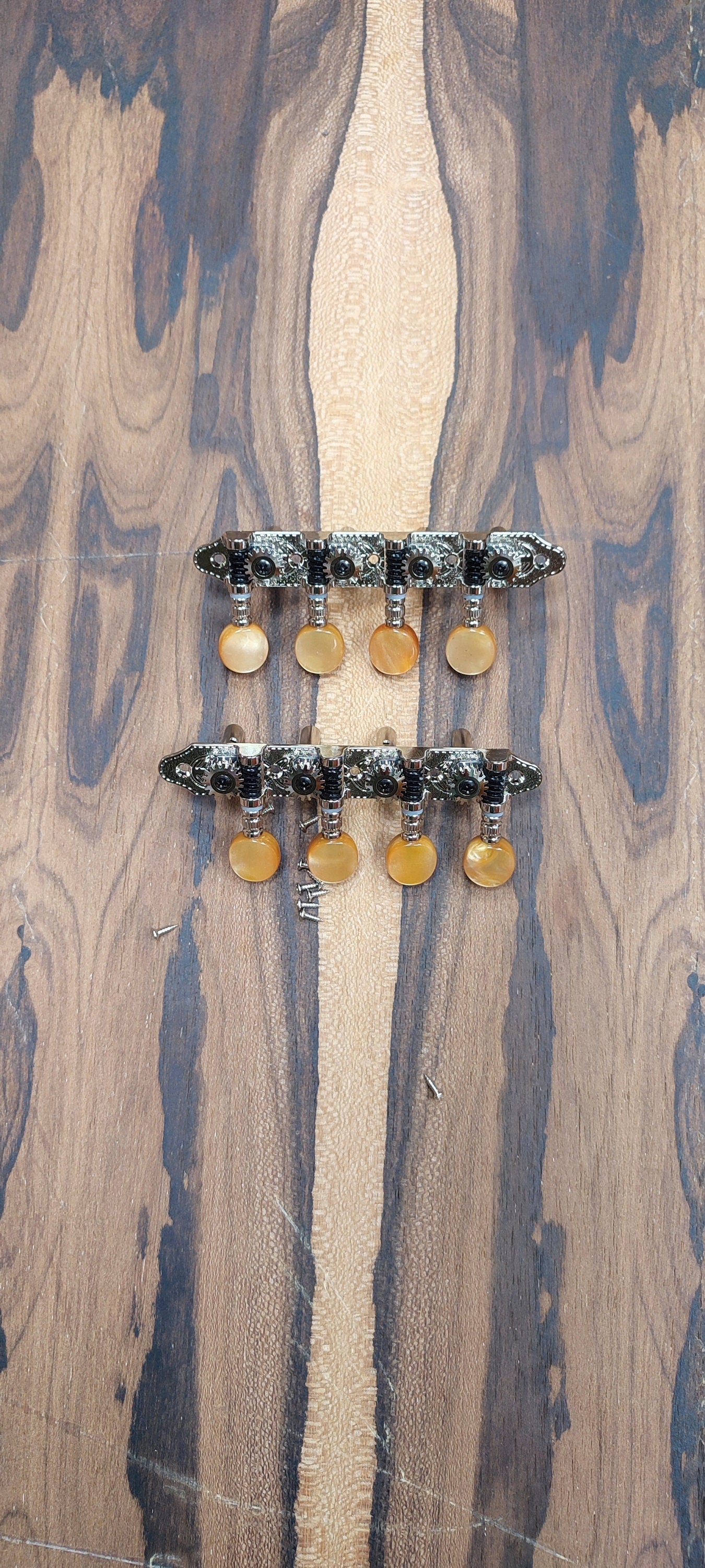 Bouzouki machine heads ~ Grover style Professional 8string Bouzouki tuners ~ Nickel Colour & Brown Pearl Button