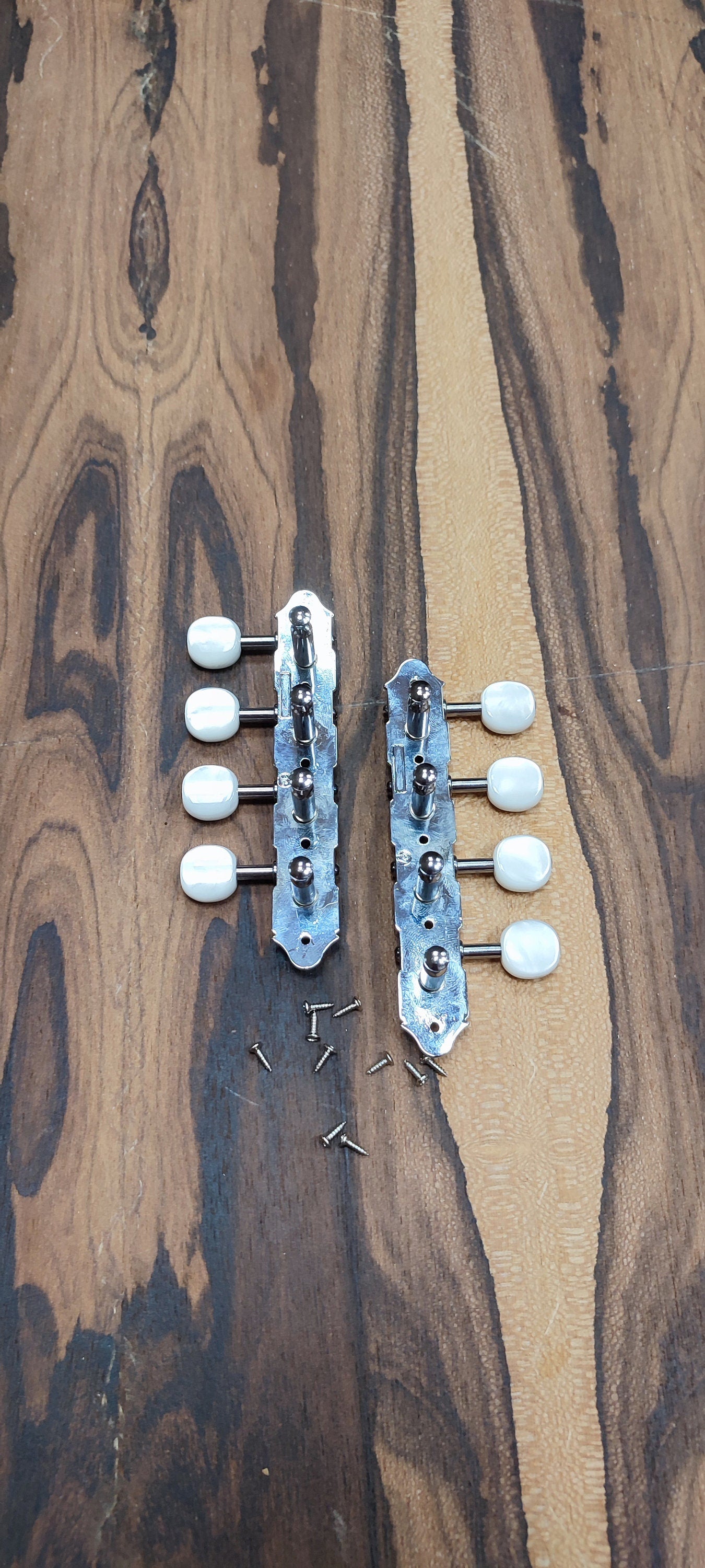 Mandolin machine heads ~ Grover style Professional 8string Mandolin tuners ~ Nickel Colour & White Pearl Button