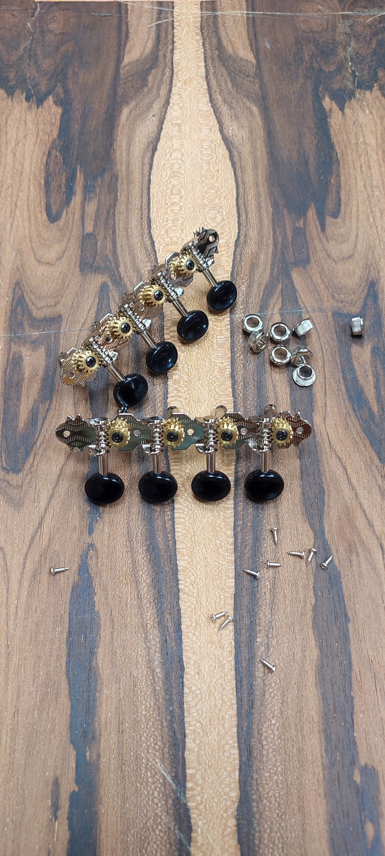 Mandolin machine heads ~ Grover style Premium 8string Mandolin tuners ~ Nickel Colour & Black Button