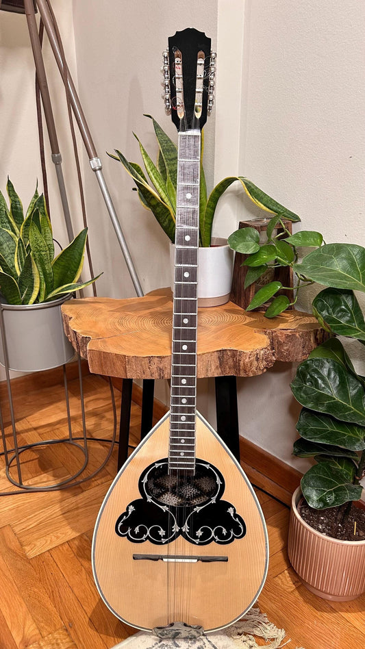 Premium Handmade 8-String Bouzouki with Double Action Truss-Rod and Cellulose Vines Top Decorations - Greek Popular Bouzouki