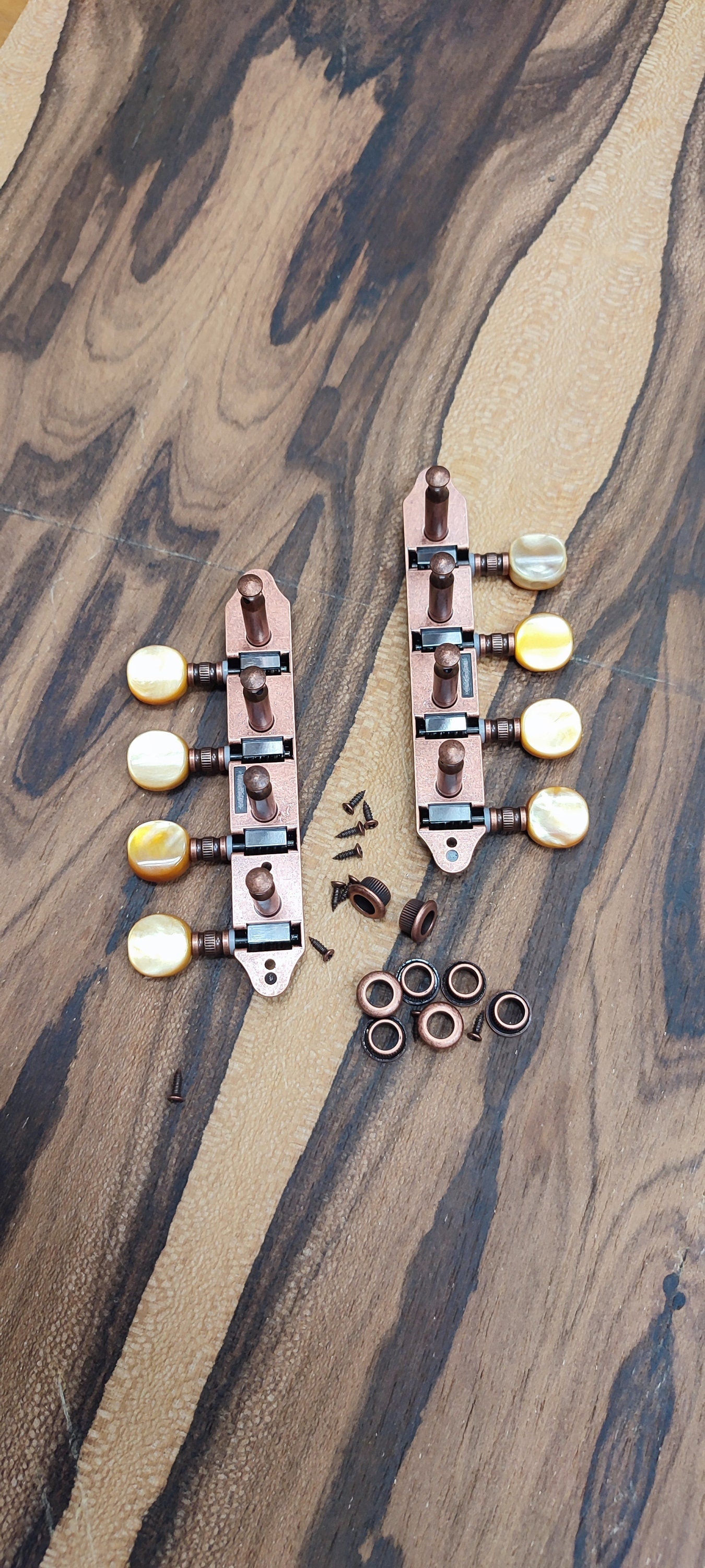 Mandolin machine heads ~ Grover style Professional 8string Mandolin tuners ~ Bronze Colour & Brown Pearl Button