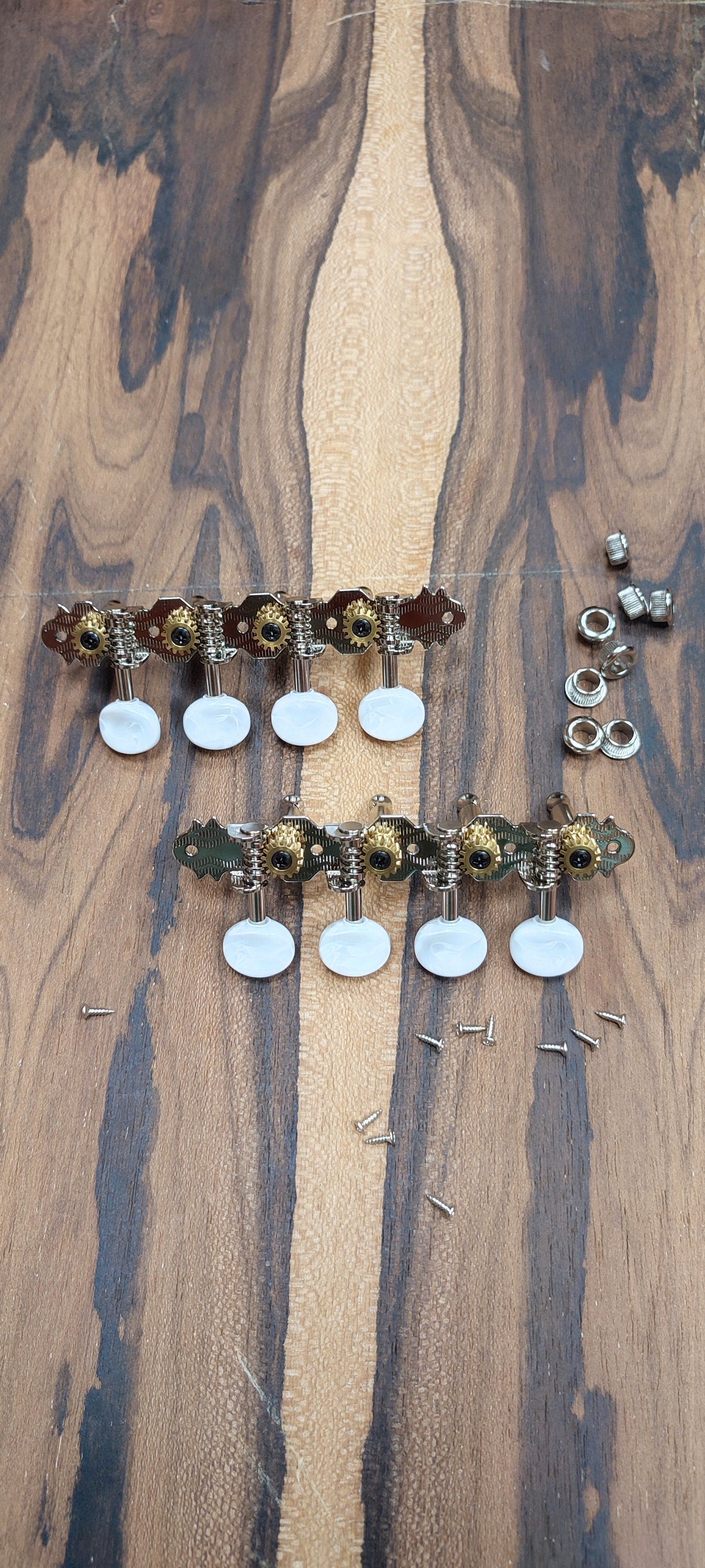 Mandolin machine heads ~ Grover style Premium 8string Mandolin tuners ~ Nickel Colour & White Pearl Button