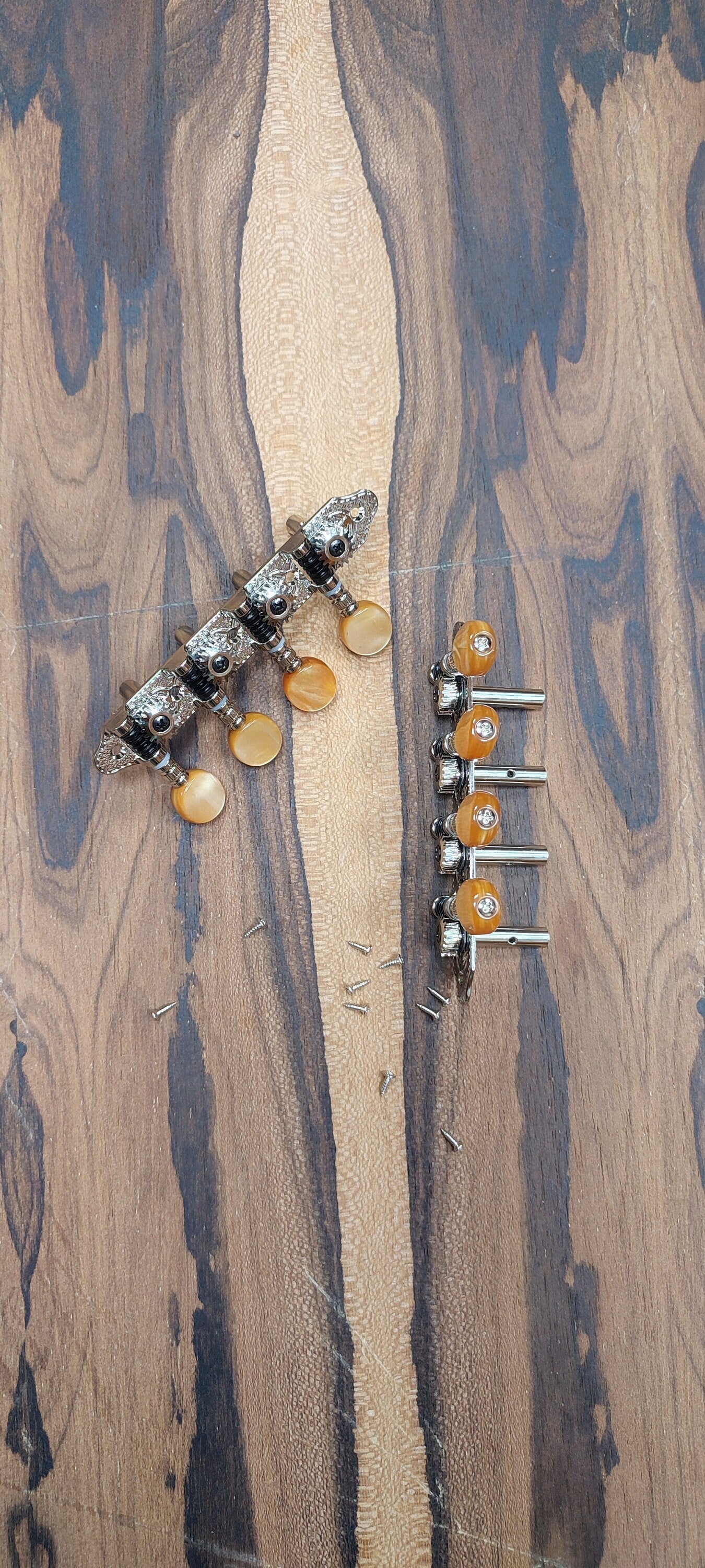 Bouzouki machine heads ~ Grover style Professional 8string Bouzouki tuners ~ Nickel Colour & Brown Pearl Button