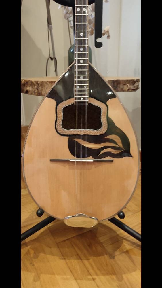 Traditional Greek 6-String Bouzouki - Handmade, Rebetiko Instrument with Wooden Inlays and Pickguard for Authenticity