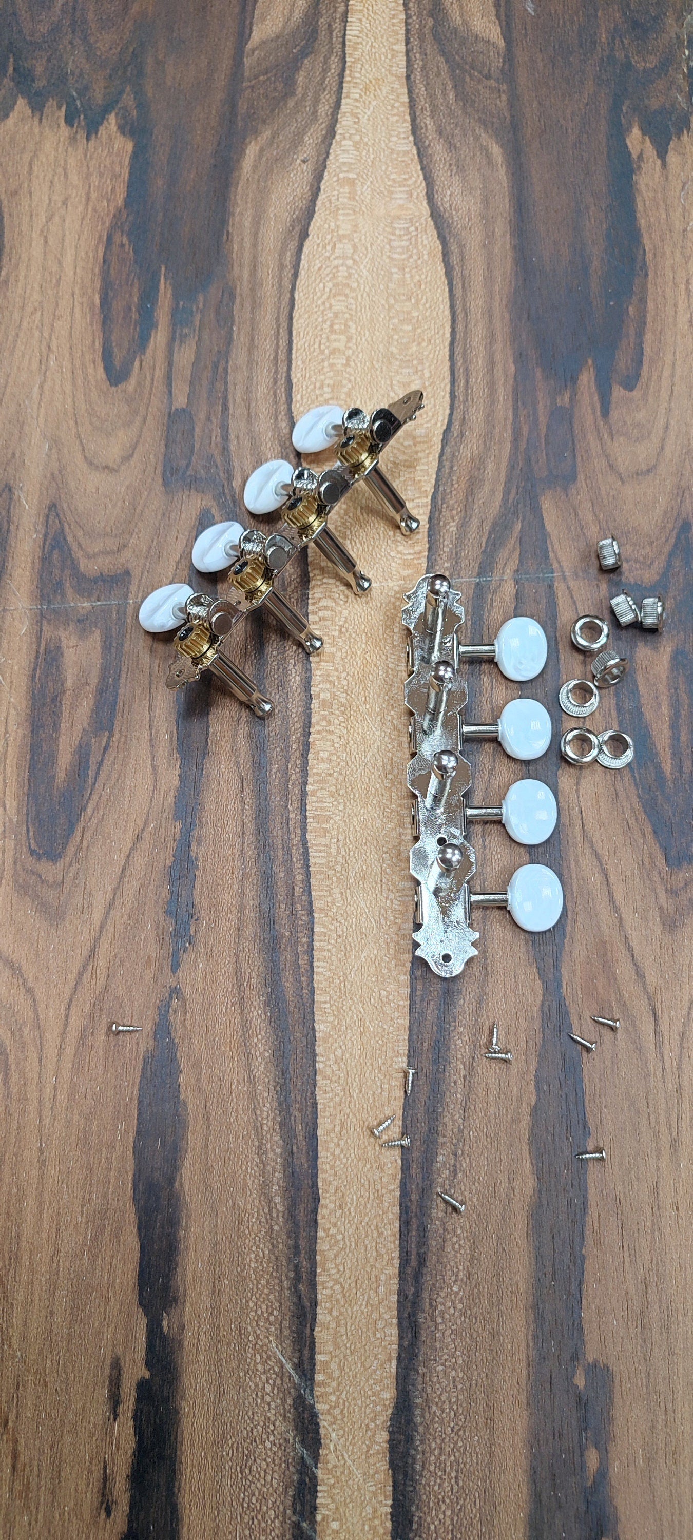 Mandolin machine heads ~ Grover style Premium 8string Mandolin tuners ~ Nickel Colour & White Pearl Button