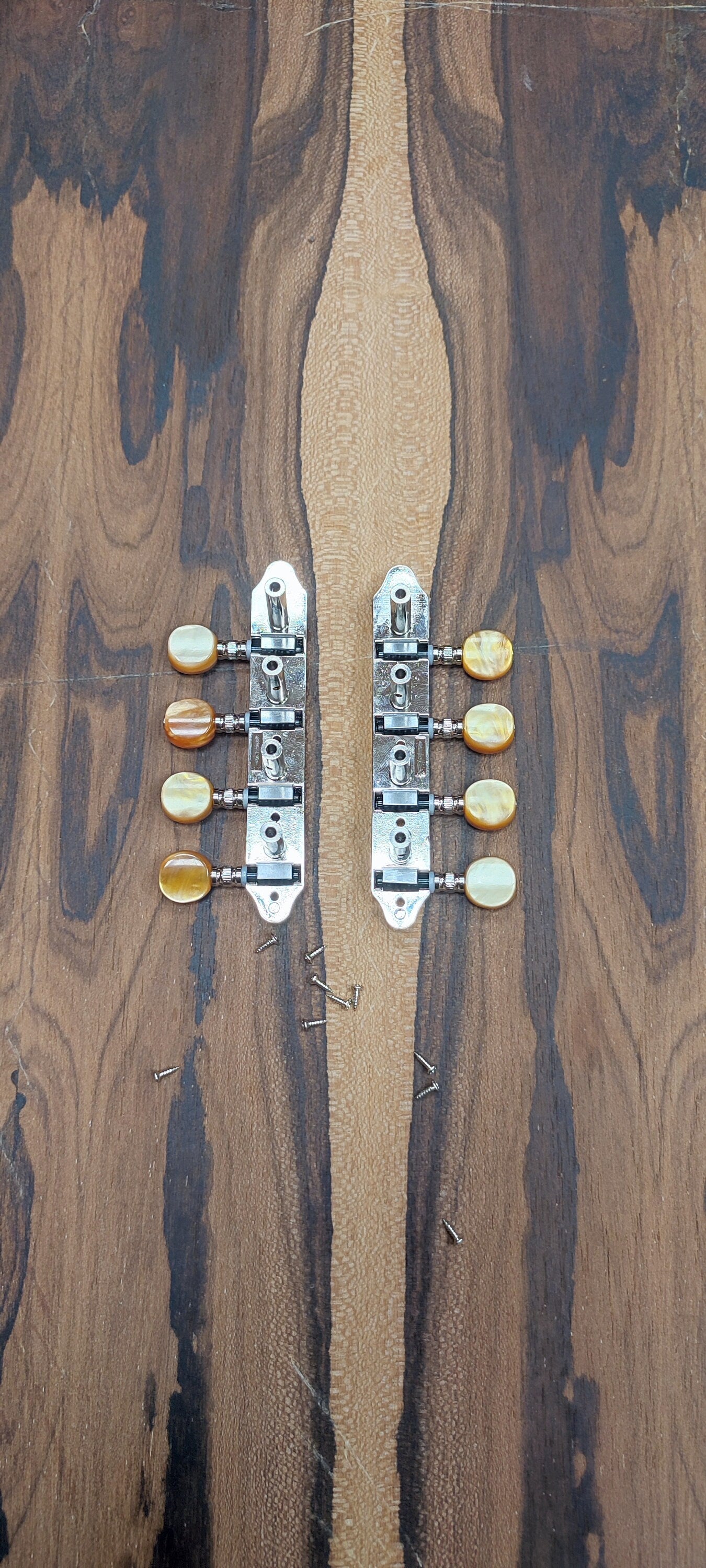 Bouzouki machine heads ~ Grover style Professional 8string Bouzouki tuners ~ Nickel Colour & Brown Pearl Button