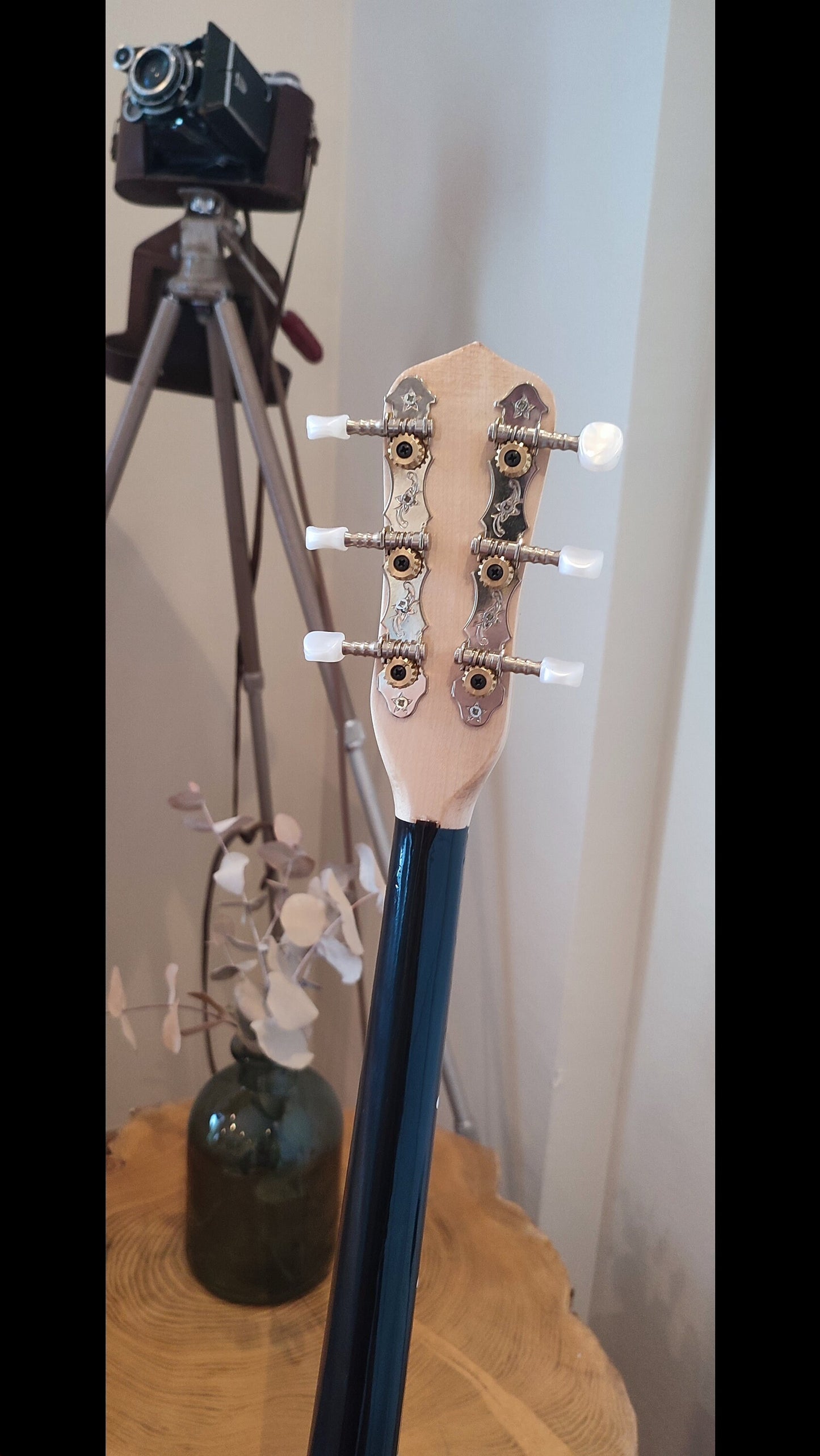 Traditional Greek Rebetiko 6 String Bouzouki - Handmade with Buttrtfly&Flower Wooden Pickguard and Top Decorations