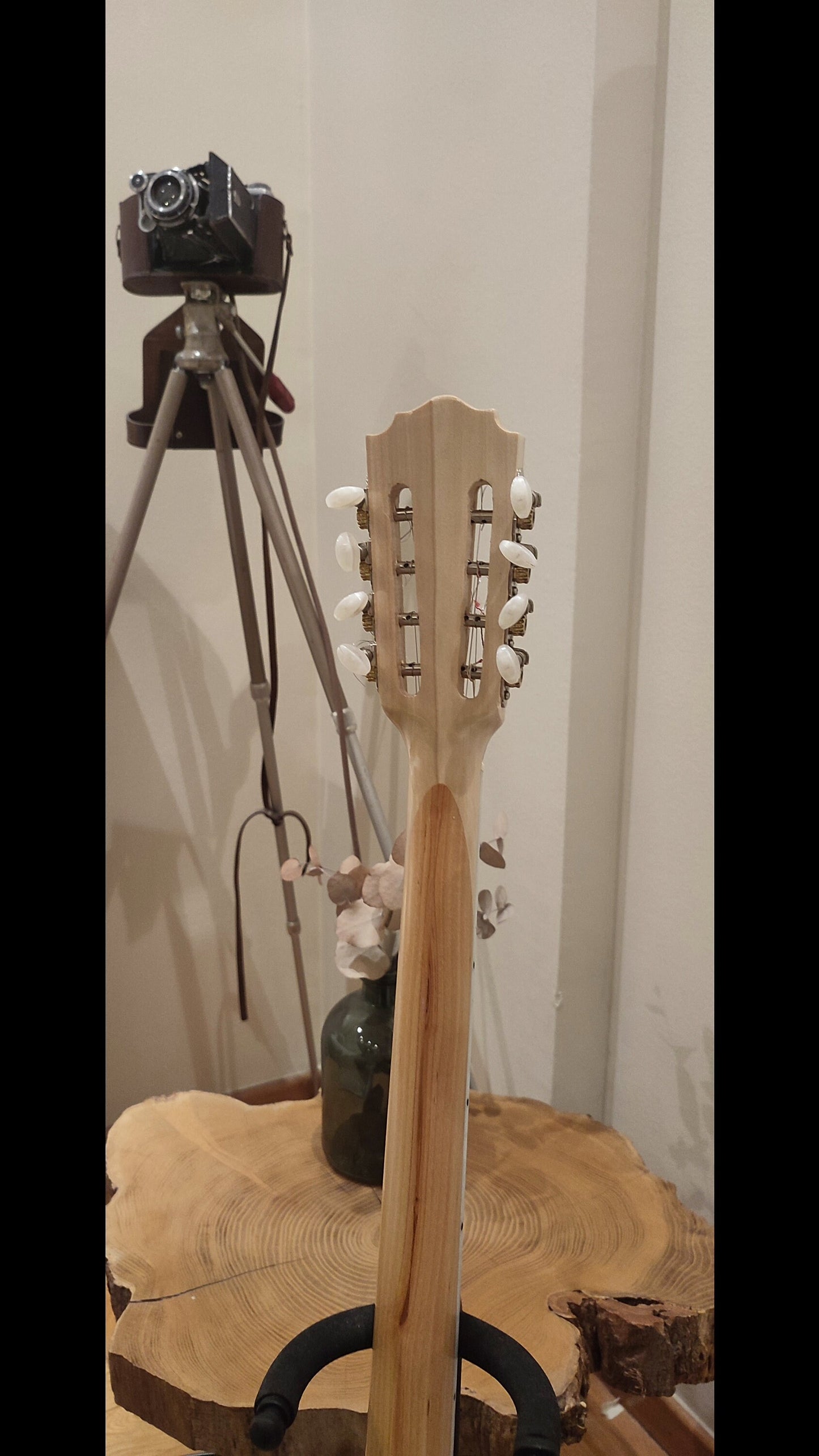 Premium Handmade 8-String Bouzouki with Double Action Truss-Rod and Cellulose Vines Top Decorations - Greek Popular Bouzouki