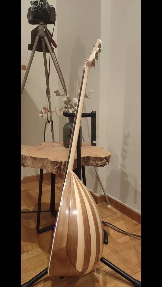 Traditional Greek Rebetiko 6 String Bouzouki - Handmade with Flower Wooden Pickguard and Top Decorations