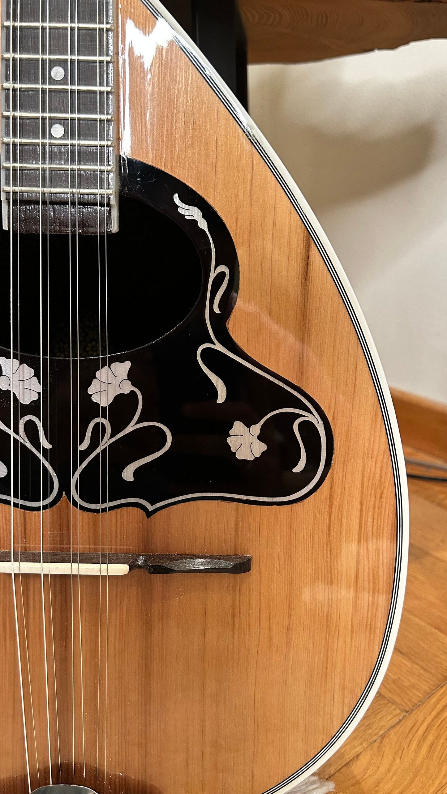 Premium Handmade 8-String Bouzouki with Double Action Truss-Rod and Cellulose Vines Top Decorations - Greek Popular Bouzouki