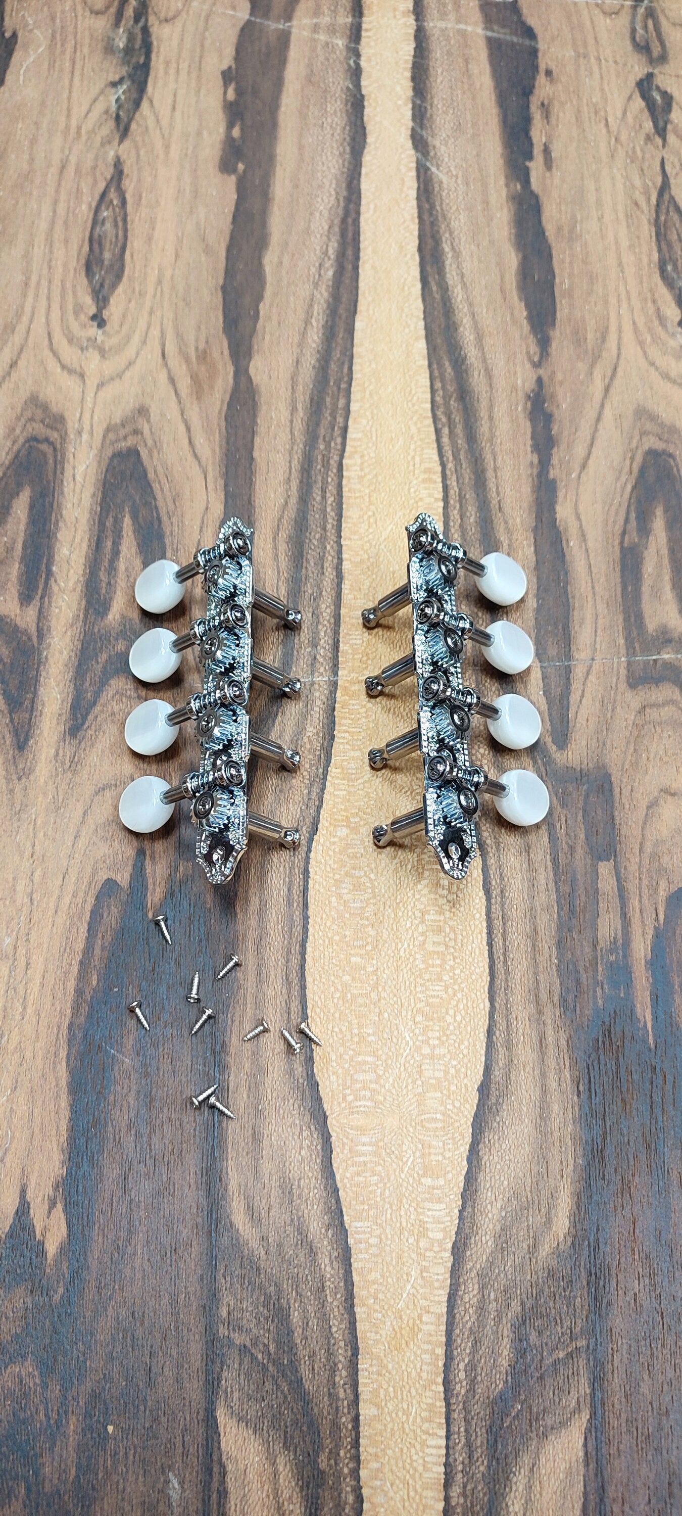 Mandolin machine heads ~ Grover style Professional 8string Mandolin tuners ~ Nickel Colour & White Pearl Button