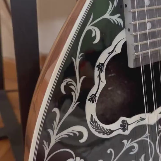 Handmade 8-string Professional Bouzouki with double-action truss rod and exquisite Cellulose Vines&Flower decorations - Greek craftsmanship